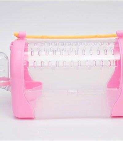 TaraPet Hamster Carrier Cage Pet Outgoing Cage Pouch Rat Guinea Pig Travel Transport (Pink)
