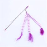 TaraPet Plush Feather Bell Soft Teaser Playing Stick Wand Interactive Cat Toy (Purple)