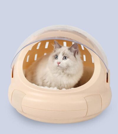 TaraPet Fully Enclosed Rounded Cat Litter Box with Cat Mats