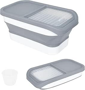 TaraPet Food Container Foldable Storage Container with Measuring Cup for Dry Food