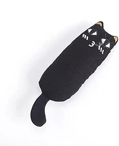 TaraPet Bite Resistant Catnip Plush Pillow Thumb Shape Teeth Grinding Pet Interactive Cloth Toy for Cats (Black)