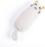 TaraPet Bite Resistant Catnip Plush Pillow Thumb Shape Teeth Grinding Pet Interactive Cloth Toy for Cats (Gray)