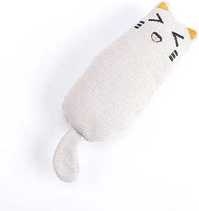 TaraPet Bite Resistant Catnip Plush Pillow Thumb Shape Teeth Grinding Pet Interactive Cloth Toy for Cats (Gray)