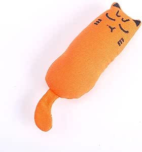 TaraPet Bite Resistant Catnip Plush Pillow Thumb Shape Teeth Grinding Pet Interactive Cloth Toy for Cats (Orange)