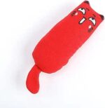 TaraPet Bite Resistant Catnip Plush Pillow Thumb Shape Teeth Grinding Pet Interactive Cloth Toy for Cats  (Red)
