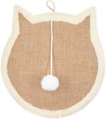 TaraPet SnowTing Cat Head Scratching Pad Scratcher Sisal Mat with Plush Wall Mount or Floor Use