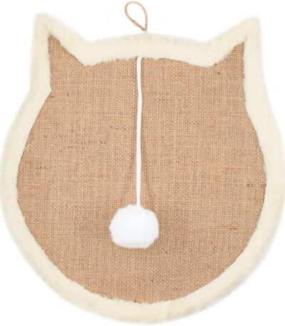 TaraPet SnowTing Cat Head Scratching Pad Scratcher Sisal Mat with Plush Wall Mount or Floor Use