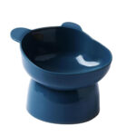 TaraPet Bear Cat Food Bowl Tilted Elevated Cat Bowls Cute Cat Anti Vomit Food Bowl Neck Guard Cat Feeder 15 Degree Raised Anti Tip Pet Bowl for Water and Protecting Spine (Blue)