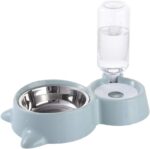 TaraPet Food and Water Feeder Bowls with Automatic Water Bottle with Stainless Bowl (Turquoise)