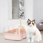 easy-clean litter box with high-sided potty for cats (Pink