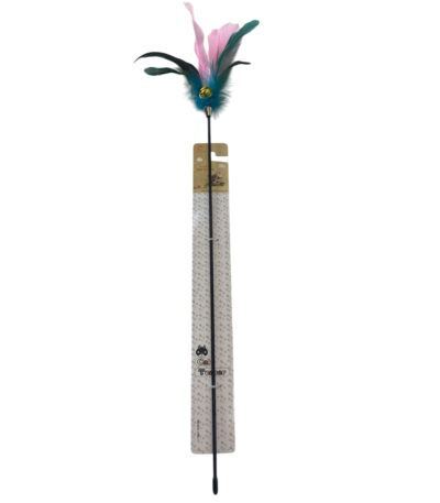 TaraPet Colorful Feather Black Pole Cat Teaser Interactive Toy (Option 2)
