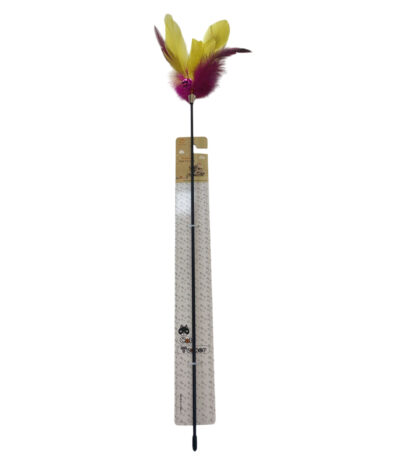 TaraPet Colorful Feather Black Pole Cat Teaser Interactive Toy (Option 3)