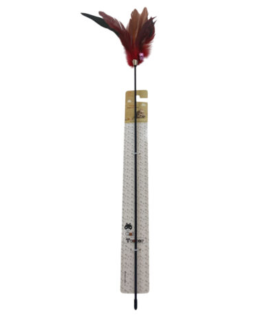 TaraPet Colorful Feather Black Pole Cat Teaser Interactive Toy (Option 5)