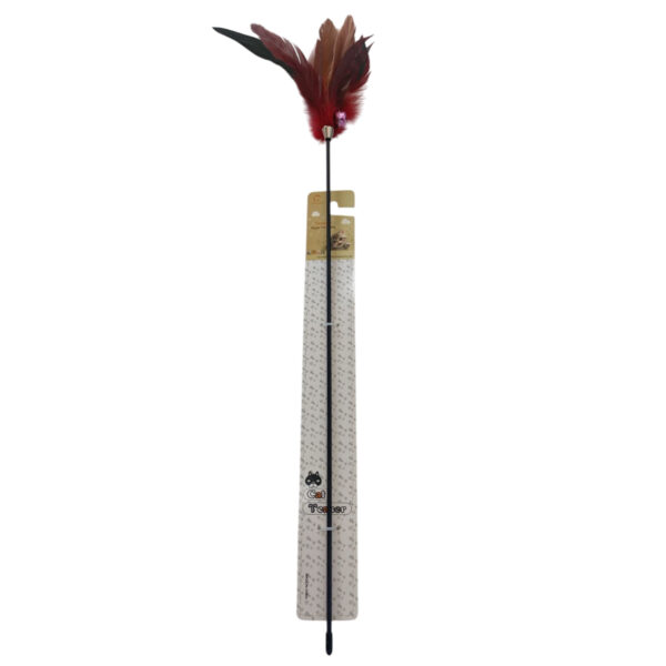 TaraPet Colorful Feather Black Pole Cat Teaser Interactive Toy (Option 5)