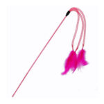 TaraPet Elastic Tassel Teasing Long Handle with Feather Interactive Cat Toy (Pink)