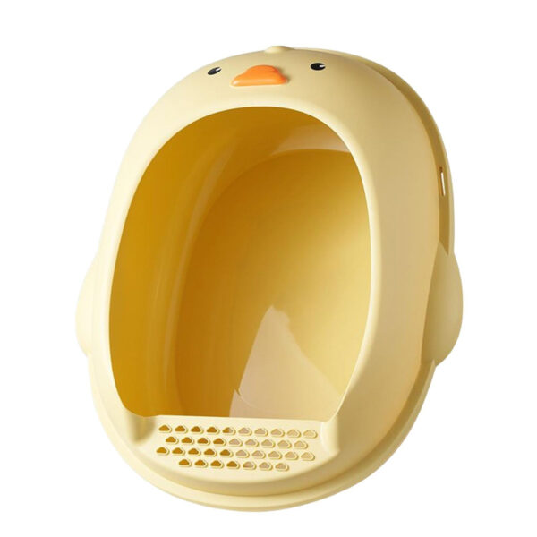 TaraPet Duck Shape Cat Litter Box Semi Enclosed Anti Splashing Easy Cleaning Durable Cat Potty Pan Kitten Sandbox Pet Bedpan (Yellow
