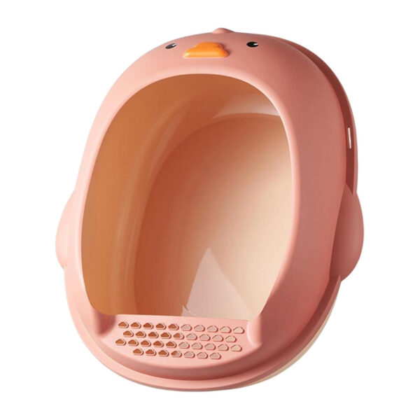 TaraPet Duck Shape Cat Litter Box Semi Enclosed Anti Splashing Easy Cleaning Durable Cat Potty Pan Kitten Sandbox Pet Bedpan (Pink