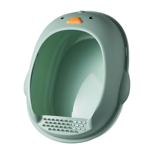 TaraPet Duck Shape Cat Litter Box Semi Enclosed Anti Splashing Easy Cleaning Durable Cat Potty Pan Kitten Sandbox Pet Bedpan (Green