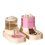 TaraPet 2pcs Cartoon Design Pet Water Feeder Dispenser 1800ml Water Dispenser + 2200ml Feeder Automatic Cat Feeding Station Automatic Cat Feeder and Water Dispenser for Indoor Cats (Pink)
