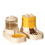 TaraPet 2pcs Cartoon Design Pet Water Feeder Dispenser 1800ml Water Dispenser + 2200ml Feeder Automatic Cat Feeding Station Automatic Cat Feeder and Water Dispenser for Indoor Cats (Yellow)