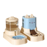 TaraPet 2pcs Cartoon Design Pet Water Feeder Dispenser 1800ml Water Dispenser + 2200ml Feeder Automatic Cat Feeding Station Automatic Cat Feeder and Water Dispenser for Indoor Cats (Blue)