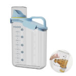 Airtight Plastic Dog Food Storage Bucket With Measuring Cup And Handle Design (Blue