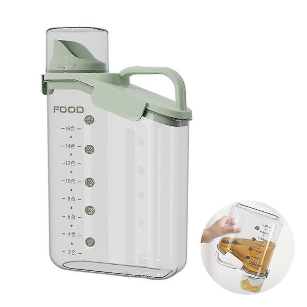 Airtight Plastic Dog Food Storage Bucket With Measuring Cup And Handle Design (Green
