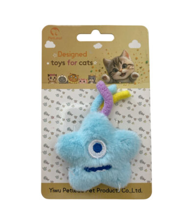 TaraPet Star Monster Shape Catnip Plush Toy for Cats (Blue)