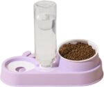 TaraPet Automatic Cats Food Bowl 2 in 1 Pet Food Feeders with Automatic Water Bottle Bowl Double Bowl (Purple)