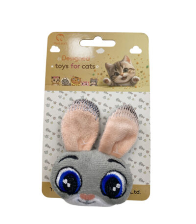 TaraPet Big Eyes Rabbit Head Plush Catnip Toy (Gray)