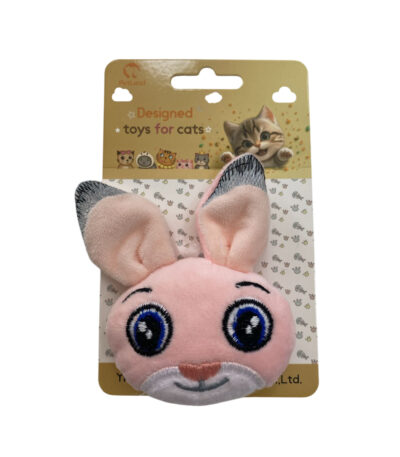 TaraPet Big Eyes Rabbit Head Plush Catnip Toy (Pink)