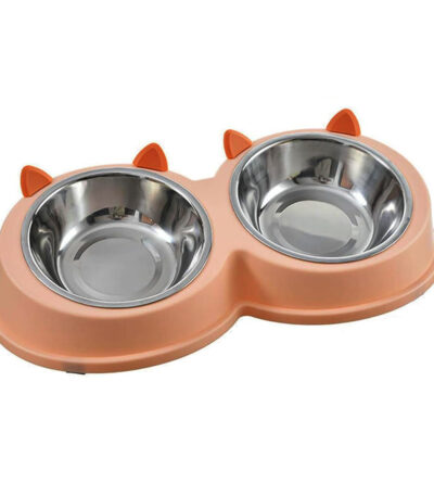 TaraPet Stainless Steel Double Dog Food And Water Bowls Set With Rubber Base Suitable For Cats And Small Dogs