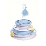 TaraPet UFO Shape With Double Layer Rotating Disc Treat Dispenser Toy for Cats (Blue)