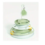 TaraPet UFO Shape With Double Layer Rotating Disc Treat Dispenser Toy for Cats (Green)