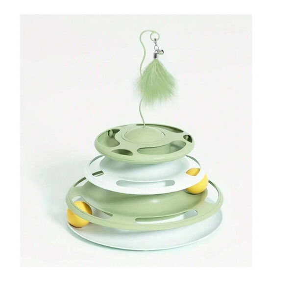 TaraPet UFO Shape With Double Layer Rotating Disc Treat Dispenser Toy for Cats (Green)