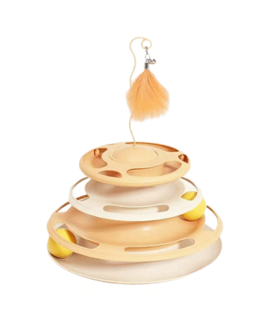 TaraPet UFO Shape With Double Layer Rotating Disc Treat Dispenser Toy for Cats (Orange)