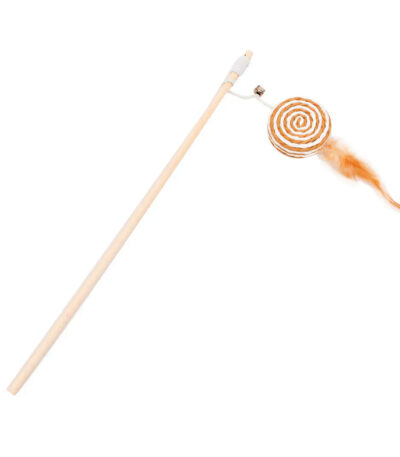 TaraPet Teaser Cat Toy Wooden with Tray & Feather Interactive Wand (Option 1)