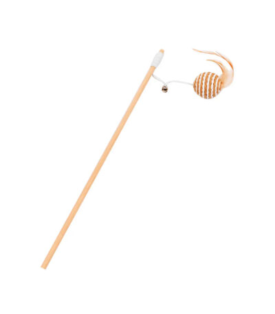 TaraPet Teaser Cat Toy Wooden with Tray & Feather Interactive Wand (Option 2)