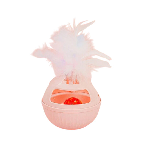 TaraPet Cat Educational Teasing Toys Rotating Track Slow Belt Feather Bells Orbicular Cat Stick Of The Tumbler Pet Supplies (Pink)