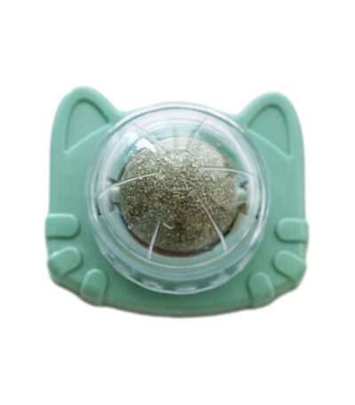 TaraPet Catnip for Oral Health Wall Ball Stick-on Design Teeth Grinding Freshens Breath Cartoon Style Cat Toy (Green)
