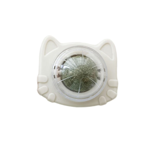 TaraPet Catnip for Oral Health Wall Ball Stick-on Design Teeth Grinding Freshens Breath Cartoon Style Cat Toy (White)