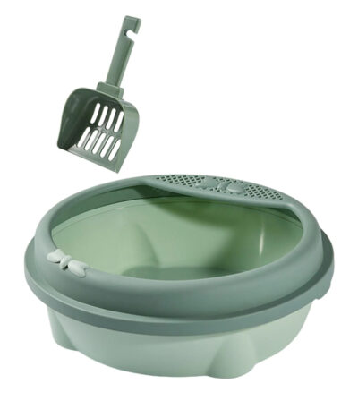 TaraPet Cat Litter Box Open Top Kitten Potty Toilet Indoor Cats Cage Accessories Cats Toilet Pet Litter Pan for Small and Medium Cats (Green)