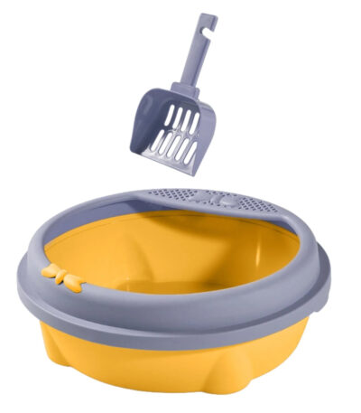 TaraPet Cat Litter Box Open Top Kitten Potty Toilet Indoor Cats Cage Accessories Cats Toilet Pet Litter Pan for Small and Medium Cats (Violet)