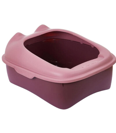 TaraPet Kitty Litter Box Comfortable Semi Closed Sturdy Kitten Potty Toilet TaraPet Kitty Litter Pan For Indoor Cats Cats Pet Toilet (Pink