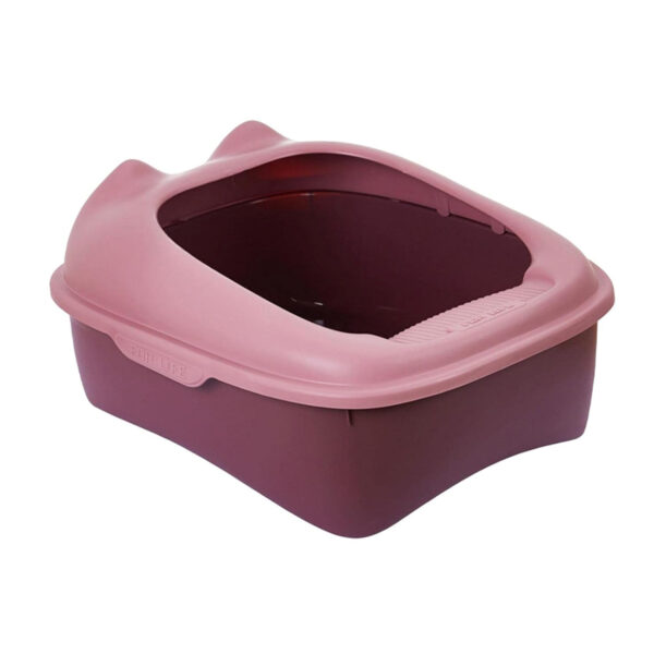 TaraPet Kitty Litter Box Comfortable Semi Closed Sturdy Kitten Potty Toilet TaraPet Kitty Litter Pan For Indoor Cats Cats Pet Toilet (Pink