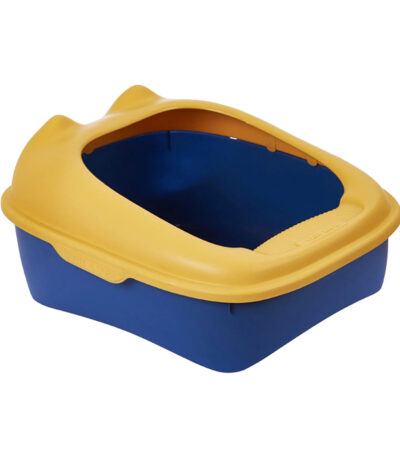 TaraPet Kitty Litter Box Comfortable Semi Closed Sturdy Kitten Potty Toilet TaraPet Kitty Litter Pan For Indoor Cats Cats Pet Toilet (Blue
