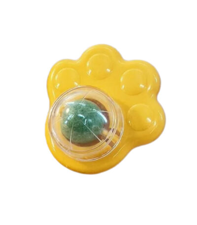 TaraPet Catnip Ball Cat Paw Shape Snack Ball Rotating Cat Edible Ball Fixed Nutrition Candy Ball Edible Snack Toy for Cats Dental Care (Yellow)