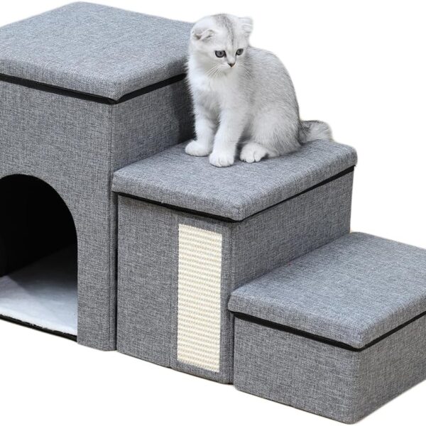 TaraPet 3-Step Foldable Storage Indoor Cat Steps