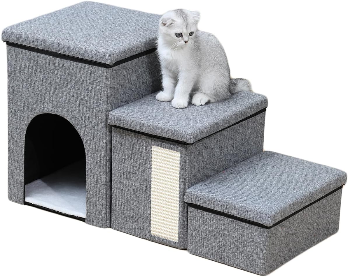 TaraPet 3-Step Foldable Storage Indoor Cat Steps TaraPet 3-Step Foldable Storage Indoor Cat Steps