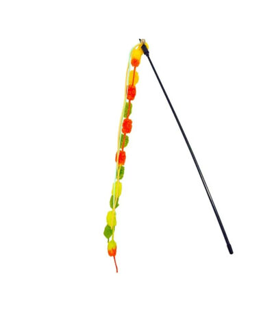 TaraPet Plush Ball Cat Teaser Wand Toy for Cats (Orange)